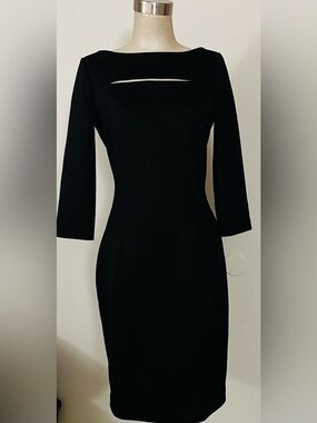 Calvin Klein Black Long Sleeve Cutout Sheath Dress